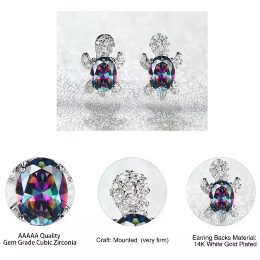 “Just Keep Swimming” Pink Gemstone Turtle Diamond Sterling Silver Gift Necklace - Picture 6 of 12